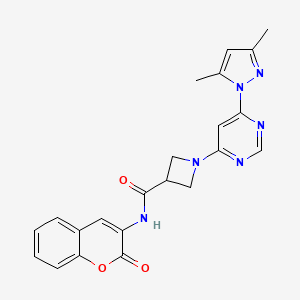 molecular formula C22H20N6O3 B2784082 1-(6-(3,5-dimethyl-1H-pyrazol-1-yl)pyrimidin-4-yl)-N-(2-oxo-2H-chromen-3-yl)azetidine-3-carboxamide CAS No. 2034582-61-9