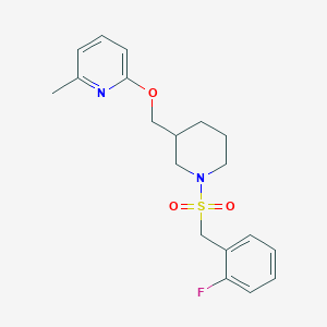 molecular formula C19H23FN2O3S B2784084 2-[[1-[(2-Fluorophenyl)methylsulfonyl]piperidin-3-yl]methoxy]-6-methylpyridine CAS No. 2380034-16-0