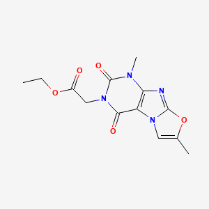 molecular formula C13H14N4O5 B2784086 ethyl 2-(1,7-dimethyl-2,4-dioxo-1,2-dihydrooxazolo[2,3-f]purin-3(4H)-yl)acetate CAS No. 899997-28-5