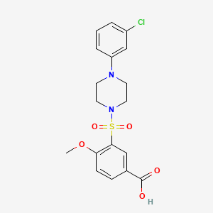 molecular formula C18H19ClN2O5S B2784088 3-{[4-(3-Chlorophenyl)piperazin-1-yl]sulfonyl}-4-methoxybenzoic acid CAS No. 750613-98-0