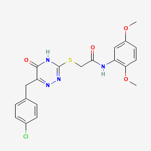molecular formula C20H19ClN4O4S B2784095 2-((6-(4-chlorobenzyl)-5-oxo-4,5-dihydro-1,2,4-triazin-3-yl)thio)-N-(2,5-dimethoxyphenyl)acetamide CAS No. 898618-94-5