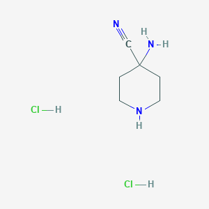 molecular formula C6H13Cl2N3 B2784098 4-Aminopiperidine-4-carbonitrile dihydrochloride CAS No. 1376041-68-7