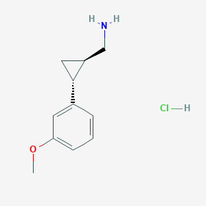 molecular formula C11H16ClNO B2784099 [(1R,2R)-2-(3-methoxyphenyl)cyclopropyl]methanamine hydrochloride CAS No. 1142815-95-9