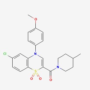 molecular formula C22H23ClN2O4S B2784103 [6-chloro-4-(4-methoxyphenyl)-1,1-dioxido-4H-1,4-benzothiazin-2-yl](4-methylpiperidin-1-yl)methanone CAS No. 1251673-28-5