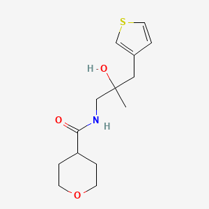 N-{2-hydroxy-2-[(thiophen-3-yl)methyl]propyl}oxane-4-carboxamide