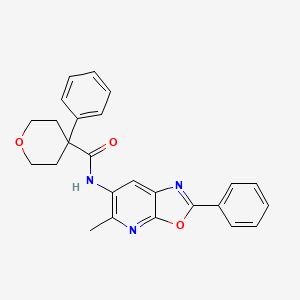 molecular formula C25H23N3O3 B2784114 N-(5-methyl-2-phenyloxazolo[5,4-b]pyridin-6-yl)-4-phenyltetrahydro-2H-pyran-4-carboxamide CAS No. 2034376-31-1