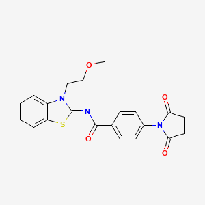 molecular formula C21H19N3O4S B2784115 (Z)-4-(2,5-dioxopyrrolidin-1-yl)-N-(3-(2-methoxyethyl)benzo[d]thiazol-2(3H)-ylidene)benzamide CAS No. 864975-56-4