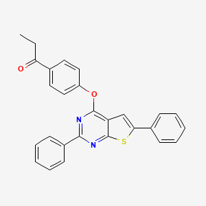 molecular formula C27H20N2O2S B2784121 1-(4-((2,6-二苯基噻吩[2,3-d]嘧啶-4-基氧基)苯基)丙酮 CAS No. 503432-44-8