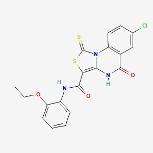 molecular formula C19H14ClN3O3S2 B2784125 7-chloro-N-(2-ethoxyphenyl)-5-oxo-1-thioxo-4,5-dihydro-1H-thiazolo[3,4-a]quinazoline-3-carboxamide CAS No. 1110970-01-8