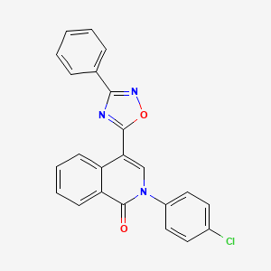 molecular formula C23H14ClN3O2 B2784128 2-(4-chlorophenyl)-4-(3-phenyl-1,2,4-oxadiazol-5-yl)isoquinolin-1(2H)-one CAS No. 1358246-37-3