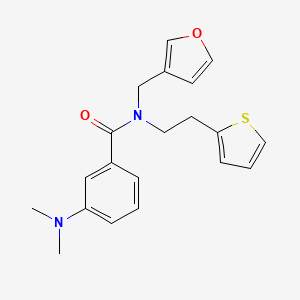 molecular formula C20H22N2O2S B2784130 3-(二甲氨基)-N-(呋喃-3-基甲基)-N-(2-(噻吩-2-基)乙基)苯甲酰胺 CAS No. 1428365-29-0