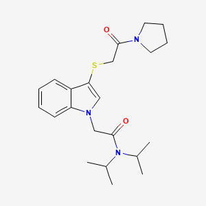molecular formula C22H31N3O2S B2784136 2-[3-[[2-oxo-2-(1-pyrrolidinyl)ethyl]thio]-1-indolyl]-N,N-di(propan-2-yl)acetamide CAS No. 892743-28-1