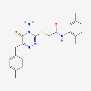 molecular formula C21H23N5O2S B2784152 2-((4-amino-6-(4-methylbenzyl)-5-oxo-4,5-dihydro-1,2,4-triazin-3-yl)thio)-N-(2,5-dimethylphenyl)acetamide CAS No. 886963-26-4