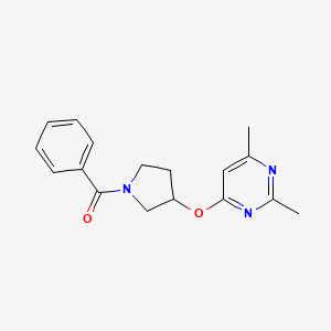 molecular formula C17H19N3O2 B2784154 4-[(1-Benzoylpyrrolidin-3-yl)oxy]-2,6-dimethylpyrimidine CAS No. 2097873-56-6