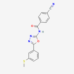 4-cyano-N-[5-(3-methylsulfanylphenyl)-1,3,4-oxadiazol-2-yl]benzamide