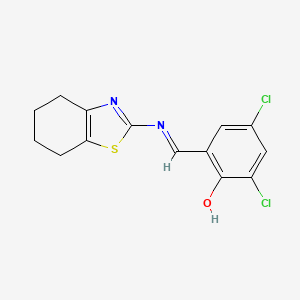 molecular formula C14H12Cl2N2OS B2784162 (E)-2,4-dichloro-6-(((4,5,6,7-tetrahydrobenzo[d]thiazol-2-yl)imino)methyl)phenol CAS No. 227315-59-5