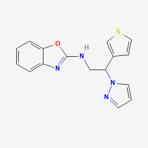 molecular formula C16H14N4OS B2784167 N-[2-(1H-pyrazol-1-yl)-2-(thiophen-3-yl)ethyl]-1,3-benzoxazol-2-amine CAS No. 2379996-58-2