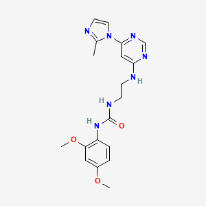 molecular formula C19H23N7O3 B2784169 1-(2,4-二甲氧基苯基)-3-(2-((6-(2-甲基-1H-咪唑-1-基)嘧啶-4-基)氨基)乙基)脲 CAS No. 1170520-69-0