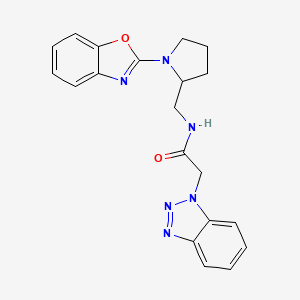 molecular formula C20H20N6O2 B2784177 2-(1H-benzo[d][1,2,3]triazol-1-yl)-N-((1-(benzo[d]oxazol-2-yl)pyrrolidin-2-yl)methyl)acetamide CAS No. 1798623-93-4