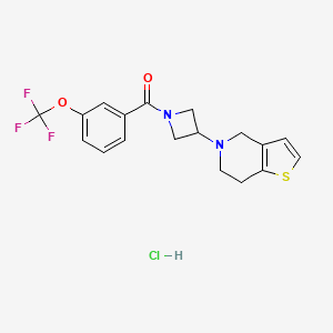 molecular formula C18H18ClF3N2O2S B2784178 (3-(6,7-dihydrothieno[3,2-c]pyridin-5(4H)-yl)azetidin-1-yl)(3-(trifluoromethoxy)phenyl)methanone hydrochloride CAS No. 2034361-31-2
