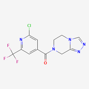 molecular formula C12H9ClF3N5O B2784179 2-chloro-4-{5H,6H,7H,8H-[1,2,4]triazolo[4,3-a]pyrazine-7-carbonyl}-6-(trifluoromethyl)pyridine CAS No. 2094333-43-2