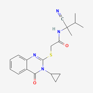 molecular formula C19H22N4O2S B2784186 N-(2-cyano-3-methylbutan-2-yl)-2-(3-cyclopropyl-4-oxoquinazolin-2-yl)sulfanylacetamide CAS No. 950148-74-0