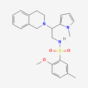 molecular formula C24H29N3O3S B2784197 N-(2-(3,4-dihydroisoquinolin-2(1H)-yl)-2-(1-methyl-1H-pyrrol-2-yl)ethyl)-2-methoxy-5-methylbenzenesulfonamide CAS No. 1049469-48-8