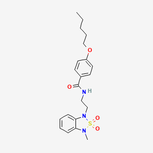molecular formula C21H27N3O4S B2784202 N-(2-(3-甲基-2,2-二氧代苯并[c][1,2,5]噻二唑-1(3H)-基)乙基)-4-(戊氧基)苯甲酰胺 CAS No. 2034238-77-0