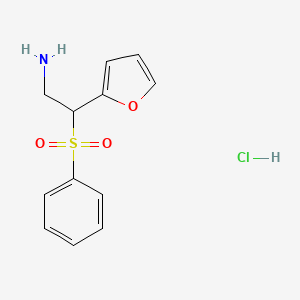 molecular formula C12H14ClNO3S B2784205 2-(Benzenesulfonyl)-2-(furan-2-yl)ethanamine;hydrochloride CAS No. 1177327-36-4