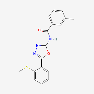 molecular formula C17H15N3O2S B2784214 3-methyl-N-[5-(2-methylsulfanylphenyl)-1,3,4-oxadiazol-2-yl]benzamide CAS No. 886907-93-3