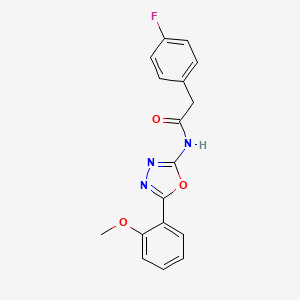 molecular formula C17H14FN3O3 B2784217 2-(4-fluorophenyl)-N-(5-(2-methoxyphenyl)-1,3,4-oxadiazol-2-yl)acetamide CAS No. 941941-43-1