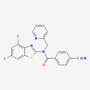 molecular formula C21H12F2N4OS B2784226 4-氰基-N-(4,6-二氟苯并[d]噻唑-2-基)-N-(吡啶-2-基甲基)苯甲酰胺 CAS No. 941968-10-1