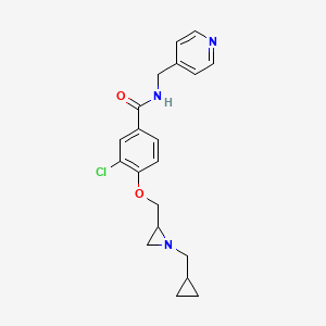 molecular formula C20H22ClN3O2 B2784229 3-Chloro-4-[[1-(cyclopropylmethyl)aziridin-2-yl]methoxy]-N-(pyridin-4-ylmethyl)benzamide CAS No. 2418642-00-7