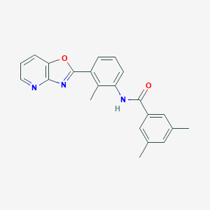 molecular formula C22H19N3O2 B278423 3,5-dimethyl-N-(2-methyl-3-[1,3]oxazolo[4,5-b]pyridin-2-ylphenyl)benzamide 