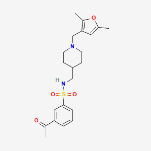 molecular formula C21H28N2O4S B2784234 3-乙酰基-N-((1-((2,5-二甲基呋喃-3-基)甲基)哌啶-4-基)甲基)苯磺酰胺 CAS No. 1235352-80-3