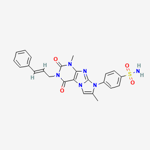 molecular formula C24H22N6O4S B2784240 (E)-4-(3-cinnamyl-1,7-dimethyl-2,4-dioxo-3,4-dihydro-1H-imidazo[2,1-f]purin-8(2H)-yl)benzenesulfonamide CAS No. 938916-72-4