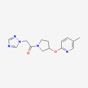 molecular formula C14H17N5O2 B2784244 1-(3-((5-甲基吡啶-2-基)氧基)吡咯烷-1-基)-2-(1H-1,2,4-三唑-1-基)乙酮 CAS No. 1903350-44-6