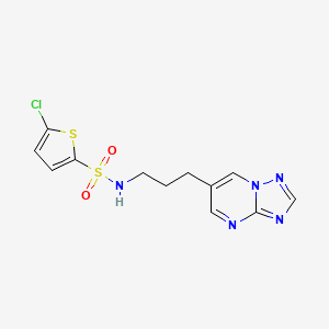 molecular formula C12H12ClN5O2S2 B2784252 N-(3-([1,2,4]triazolo[1,5-a]pyrimidin-6-yl)propyl)-5-chlorothiophene-2-sulfonamide CAS No. 2034378-07-7