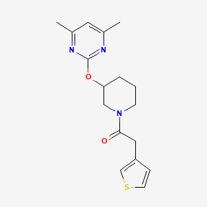molecular formula C17H21N3O2S B2784254 1-(3-((4,6-二甲基嘧啶-2-基)氧基)哌啶-1-基)-2-(噻吩-3-基)乙酮 CAS No. 2097923-19-6