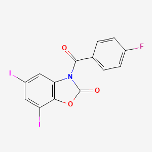 molecular formula C14H6FI2NO3 B2784262 3-(4-fluorobenzoyl)-5,7-diiodo-1,3-benzoxazol-2(3H)-one CAS No. 865657-75-6