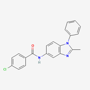 molecular formula C21H16ClN3O B2784265 4-chloro-N-(2-methyl-1-phenyl-1H-benzo[d]imidazol-5-yl)benzamide CAS No. 330466-04-1
