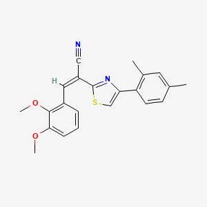 molecular formula C22H20N2O2S B2784267 (Z)-3-(2,3-dimethoxyphenyl)-2-(4-(2,4-dimethylphenyl)thiazol-2-yl)acrylonitrile CAS No. 476671-47-3