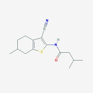 molecular formula C15H20N2OS B278427 N-(3-cyano-6-methyl-4,5,6,7-tetrahydro-1-benzothiophen-2-yl)-3-methylbutanamide 