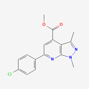 molecular formula C16H14ClN3O2 B2784273 methyl 6-(4-chlorophenyl)-1,3-dimethyl-1H-pyrazolo[3,4-b]pyridine-4-carboxylate CAS No. 834896-71-8