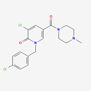 molecular formula C18H19Cl2N3O2 B2784278 3-chloro-1-(4-chlorobenzyl)-5-[(4-methylpiperazino)carbonyl]-2(1H)-pyridinone CAS No. 339024-81-6