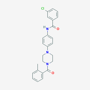 molecular formula C25H24ClN3O2 B278428 3-chloro-N-{4-[4-(2-methylbenzoyl)-1-piperazinyl]phenyl}benzamide 