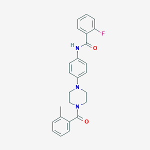 molecular formula C25H24FN3O2 B278429 2-fluoro-N-{4-[4-(2-methylbenzoyl)-1-piperazinyl]phenyl}benzamide 