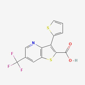 molecular formula C13H6F3NO2S2 B2784293 3-(2-Thienyl)-6-(trifluoromethyl)thieno[3,2-b]pyridine-2-carboxylic acid CAS No. 478080-13-6