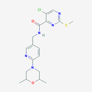 molecular formula C18H22ClN5O2S B2784299 5-chloro-N-{[6-(2,6-dimethylmorpholin-4-yl)pyridin-3-yl]methyl}-2-(methylsulfanyl)pyrimidine-4-carboxamide CAS No. 1147824-92-7