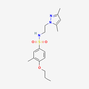 molecular formula C17H25N3O3S B2784306 N-(2-(3,5-dimethyl-1H-pyrazol-1-yl)ethyl)-3-methyl-4-propoxybenzenesulfonamide CAS No. 1226426-95-4
